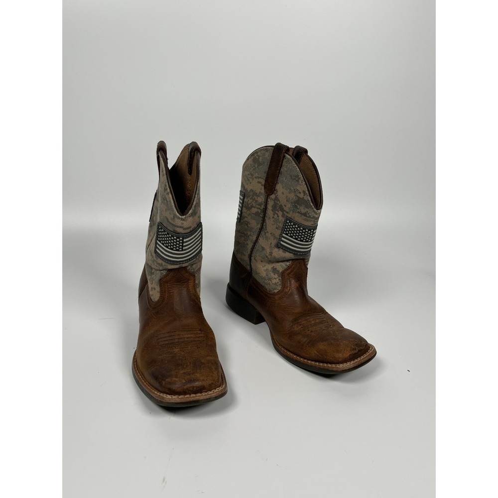 Ariat Boots Boys 1 Brown Western Rodeo Country Camo American Flag